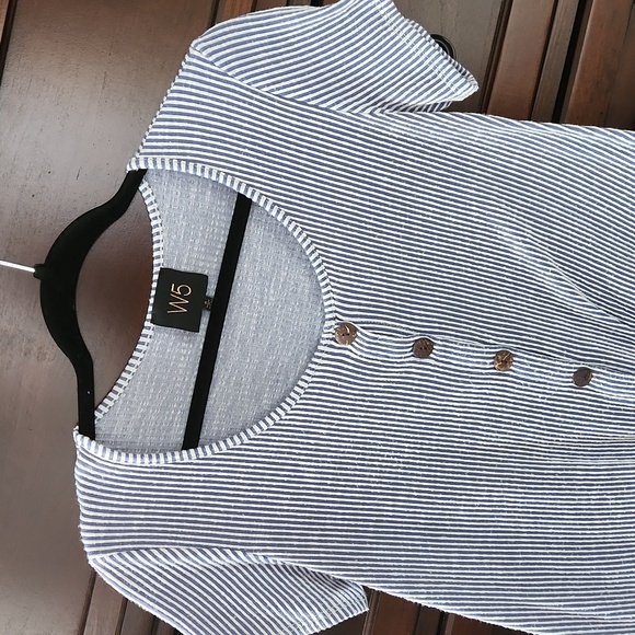 W5 Striped Button Down Tied Front Top - Picture 3 of 4